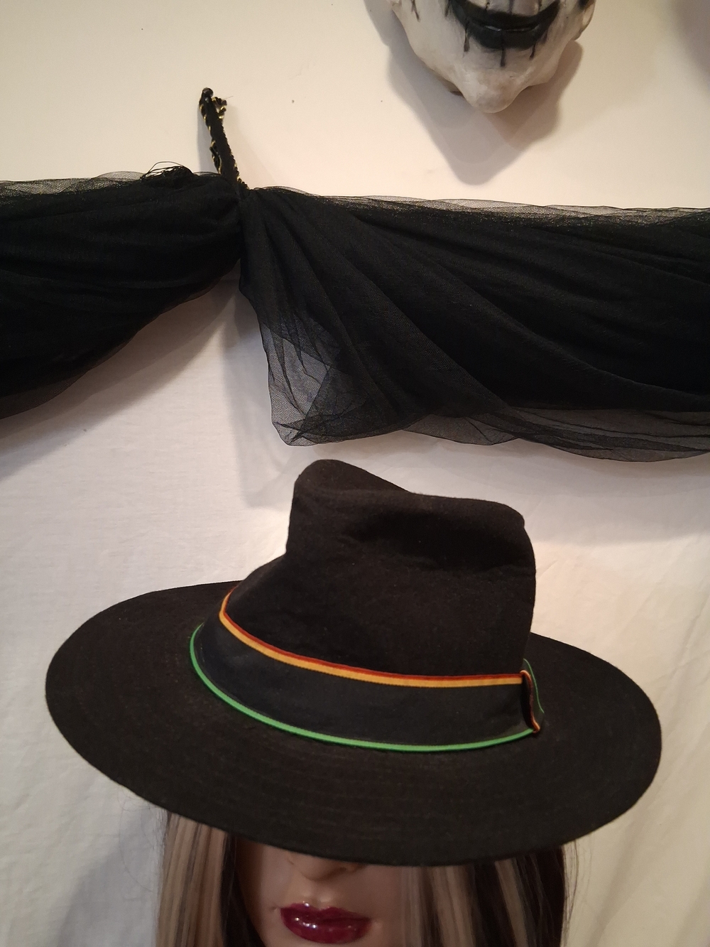 Black Wide-Brim Fedora Hat with Accent Trim - Men Accessories